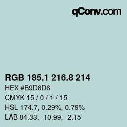 Color code: RGB 185.1 216.8 214 | qconv.com