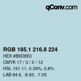 Color code: RGB 185.1 216.8 224 | qconv.com