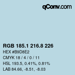Color code: RGB 185.1 216.8 226 | qconv.com