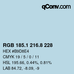 カラーコード: RGB 185.1 216.8 228 | qconv.com
