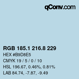 カラーコード: RGB 185.1 216.8 229 | qconv.com
