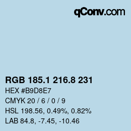 Color code: RGB 185.1 216.8 231 | qconv.com