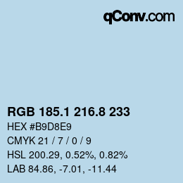 カラーコード: RGB 185.1 216.8 233 | qconv.com
