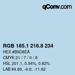 カラーコード: RGB 185.1 216.8 234 | qconv.com