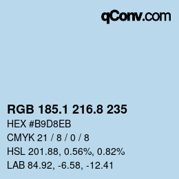 Color code: RGB 185.1 216.8 235 | qconv.com