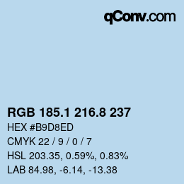 カラーコード: RGB 185.1 216.8 237 | qconv.com