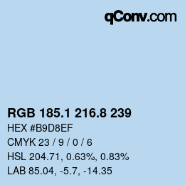 カラーコード: RGB 185.1 216.8 239 | qconv.com
