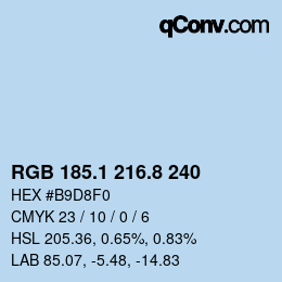 Farbcode: RGB 185.1 216.8 240 | qconv.com