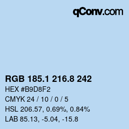 Farbcode: RGB 185.1 216.8 242 | qconv.com