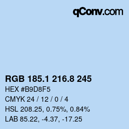 Color code: RGB 185.1 216.8 245 | qconv.com