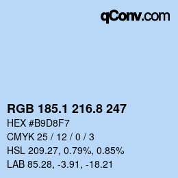 Color code: RGB 185.1 216.8 247 | qconv.com