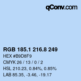 Color code: RGB 185.1 216.8 249 | qconv.com