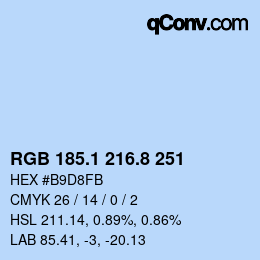 Color code: RGB 185.1 216.8 251 | qconv.com