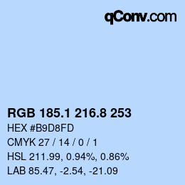 Color code: RGB 185.1 216.8 253 | qconv.com
