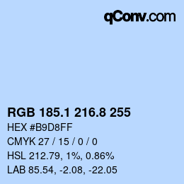 Color code: RGB 185.1 216.8 255 | qconv.com