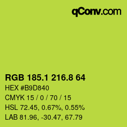 カラーコード: RGB 185.1 216.8 64 | qconv.com