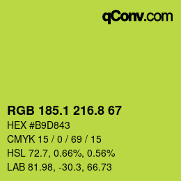 カラーコード: RGB 185.1 216.8 67 | qconv.com