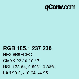 Código de color: RGB 185.1 237 236 | qconv.com