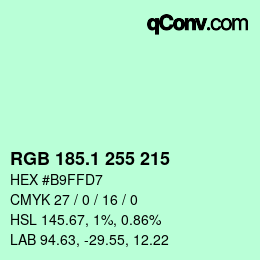 カラーコード: RGB 185.1 255 215 | qconv.com