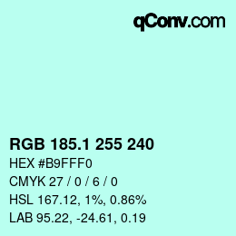 Color code: RGB 185.1 255 240 | qconv.com