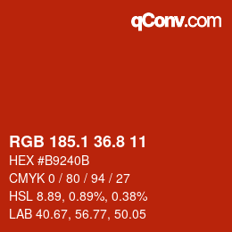 カラーコード: RGB 185.1 36.8 11 | qconv.com