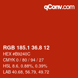 カラーコード: RGB 185.1 36.8 12 | qconv.com