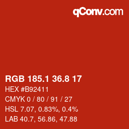 カラーコード: RGB 185.1 36.8 17 | qconv.com