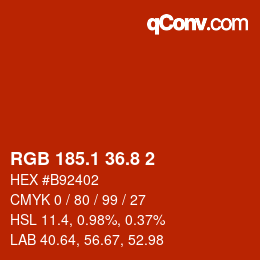 カラーコード: RGB 185.1 36.8 2 | qconv.com