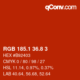 Color code: RGB 185.1 36.8 3 | qconv.com