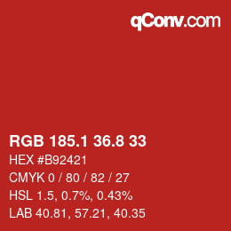 Color code: RGB 185.1 36.8 33 | qconv.com