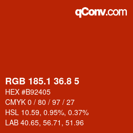 カラーコード: RGB 185.1 36.8 5 | qconv.com