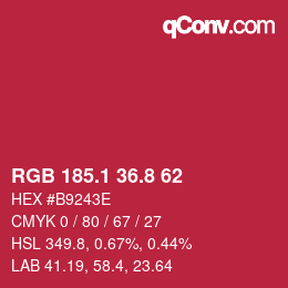 カラーコード: RGB 185.1 36.8 62 | qconv.com