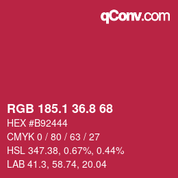 カラーコード: RGB 185.1 36.8 68 | qconv.com