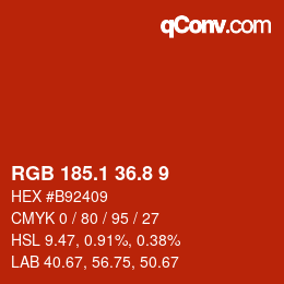 Color code: RGB 185.1 36.8 9 | qconv.com