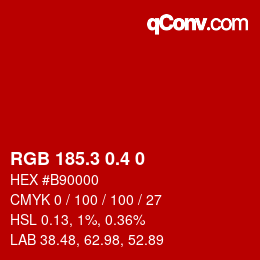 カラーコード: RGB 185.3 0.4 0 | qconv.com