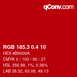 カラーコード: RGB 185.3 0.4 10 | qconv.com