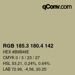 カラーコード: RGB 185.3 180.4 142 | qconv.com