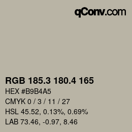 カラーコード: RGB 185.3 180.4 165 | qconv.com