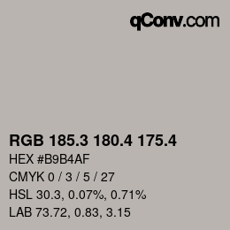 カラーコード: RGB 185.3 180.4 175.4 | qconv.com
