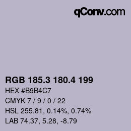 カラーコード: RGB 185.3 180.4 199 | qconv.com