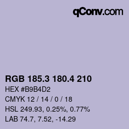 カラーコード: RGB 185.3 180.4 210 | qconv.com