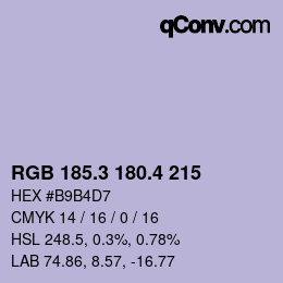 カラーコード: RGB 185.3 180.4 215 | qconv.com