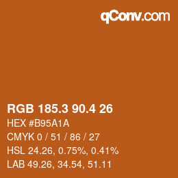 カラーコード: RGB 185.3 90.4 26 | qconv.com