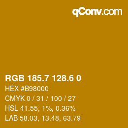 カラーコード: RGB 185.7 128.6 0 | qconv.com