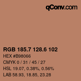 カラーコード: RGB 185.7 128.6 102 | qconv.com
