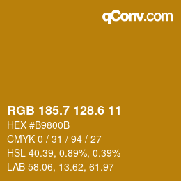 カラーコード: RGB 185.7 128.6 11 | qconv.com