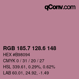 カラーコード: RGB 185.7 128.6 148 | qconv.com