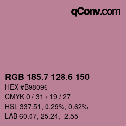 カラーコード: RGB 185.7 128.6 150 | qconv.com