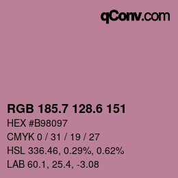 カラーコード: RGB 185.7 128.6 151 | qconv.com