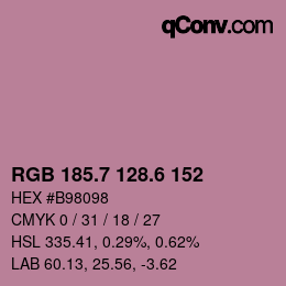 カラーコード: RGB 185.7 128.6 152 | qconv.com